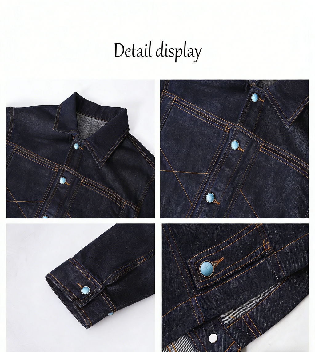 "Turquoise Sequence - Western Retro Denim Jacket"