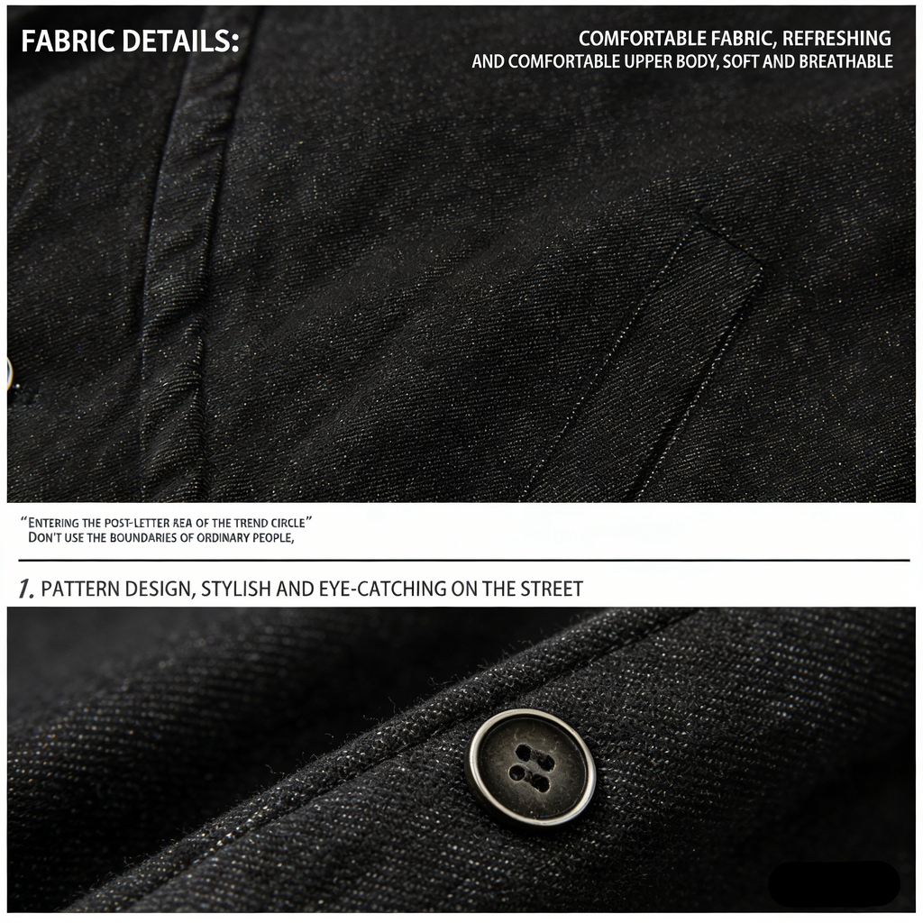 "جاكيت دينيم بأسلوب مائل - أسود ممزق"