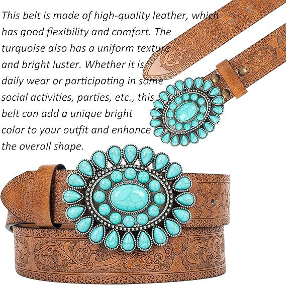 Wilderness Turquoise Western Vintage Carved Belt
