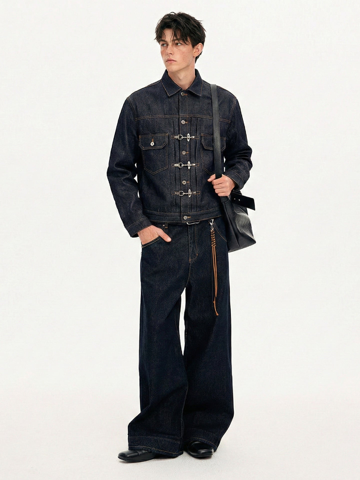 "Oriental Lock Heavy-Duty Denim Jacket"