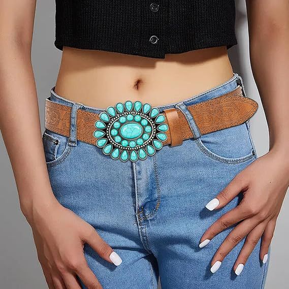 Wilderness Turquoise Western Vintage Carved Belt