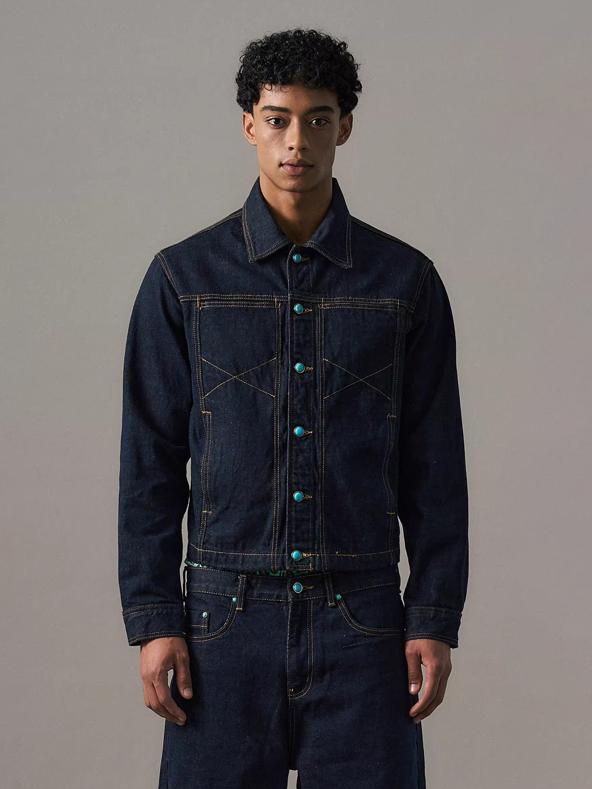 "جاكيت دينيم ريترو غربي - تسلسل الفيروز"